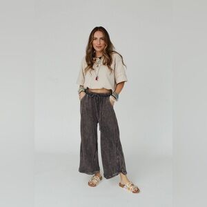 Three Bird Nest The Nest So Comfy Wide Leg Pant Petite Length Charcoal SP